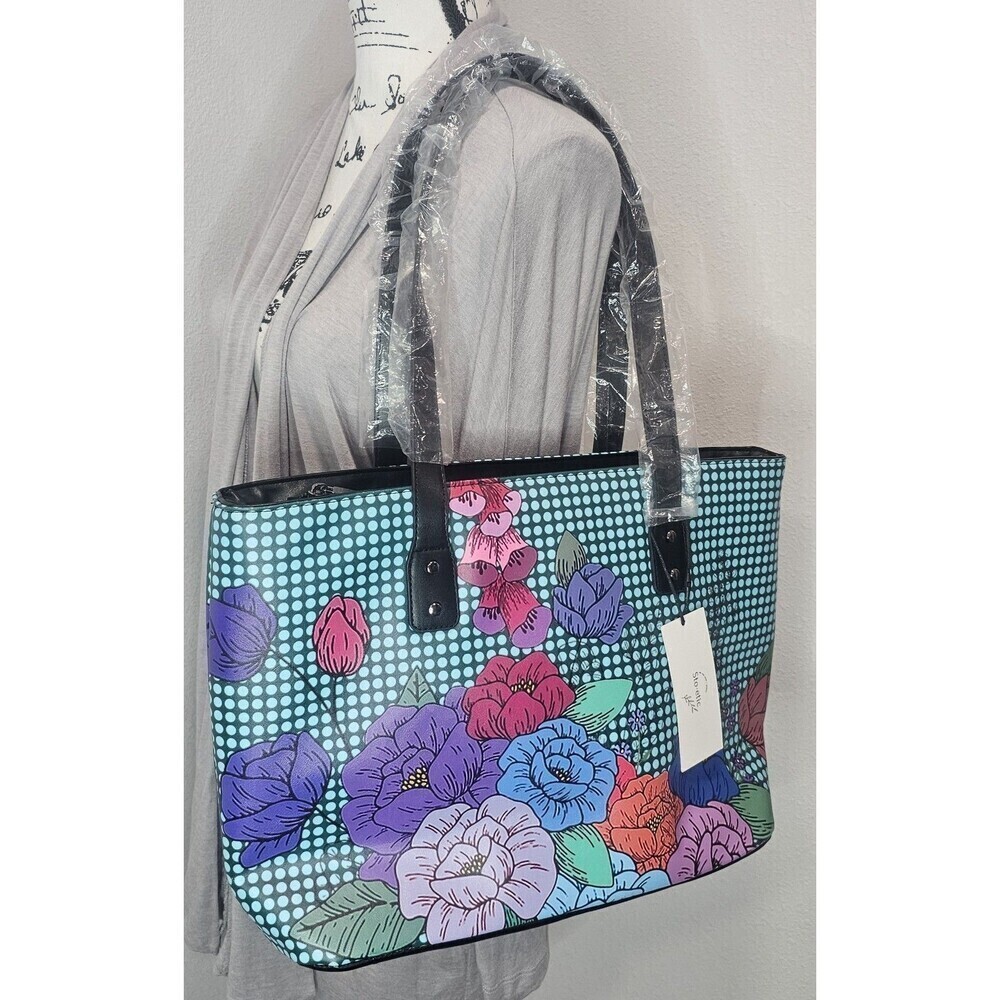 Sto-etic Faux Leather Grab N Go Floral Tote Laptop Diaper Bag - Picture 14 of 14